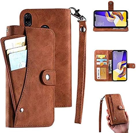 Sony Xperia XZ2 Case, Sony Xperia XZ2 Wallet Case, Flip Leather Case 6 Cards / 1 Photo Slot/Cash Pocket PU Cover Wrist Strap [Wallet Stand] Phone Case Sony Xperia XZ2 (Brown)