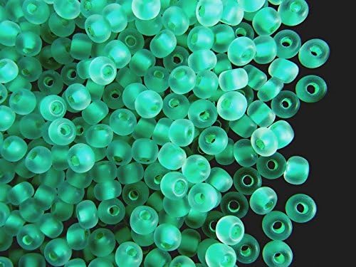 20gr (approx. 260 pcs.) 6/0 Preciosa Czech Glass Seed Beads Rocailles,Crystal Matte Green Lined