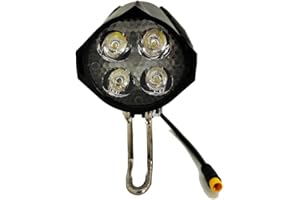 Jalzdieod Ebike LED Headlight Accessories Front Light 3pin Built-in Horn 36V 48V Lamp 4 LED Bulbs for Electric Scooters Bicyc