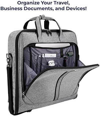 ZEGUR Suit Carry On Garment Bag for Travel and Business Trips - Fancy Design - with Shoulder Strap and Organization Pockets (Luxury Gray) 5 ZEGUR Suit Carry On Garment Bag for Travel and Business Trips - Fancy Design - with Shoulder Strap and Organization Pockets (Luxury Gray)