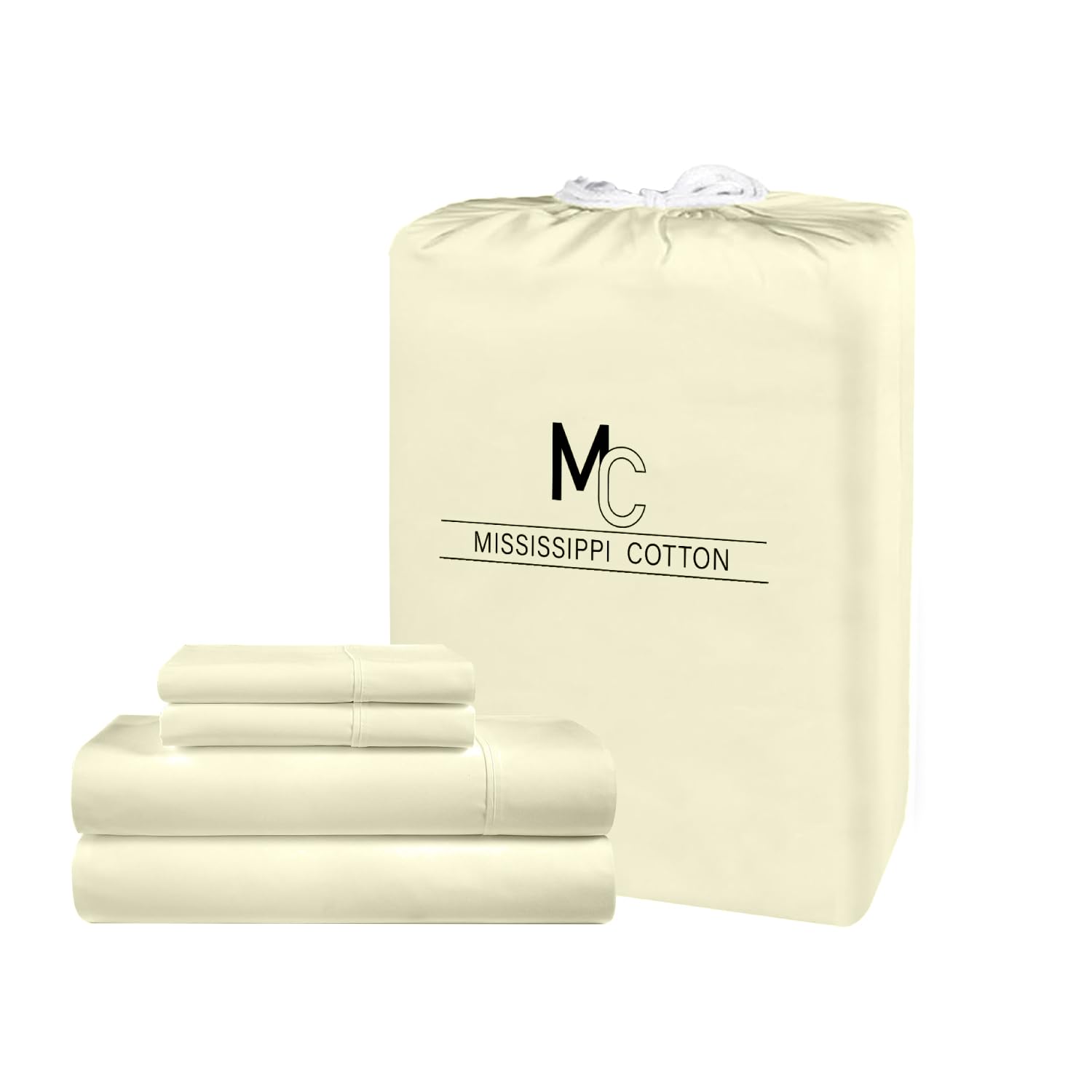 Photo 1 of 1000 Thread Count King Size 100% Egyptian Cotton Sateen Sheet Set 4 Piece Bed Sheets Long Staple 18 Inches Extra Deep Pocket All Season Bedding Super Soft Comfortable Breathable Hotel Luxury Ivory