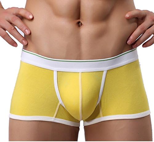 Yiqistore Mens Fashion Sexy Lowwaist Modal Boxer Briefs Breathable Underpants (M, yellow)
