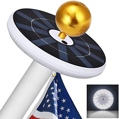 Tranmix Solar Powered Flag Pole Light 32 LEDs, 4000mAh Waterproof Flagpole Lights with Super Brightness LED for Most 15 to 25 Ft Flags