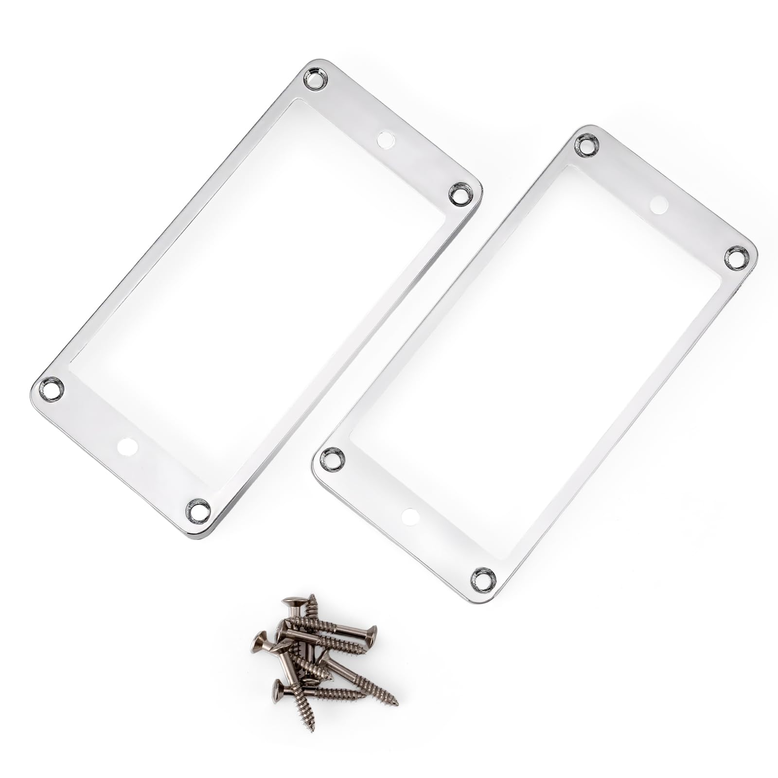 Pxyelec 2pcs Flat Plastic Humbucker Pickup Mounting Rings, Bridge Neck Pickups Cover Frame Replacement for Electric Guitar