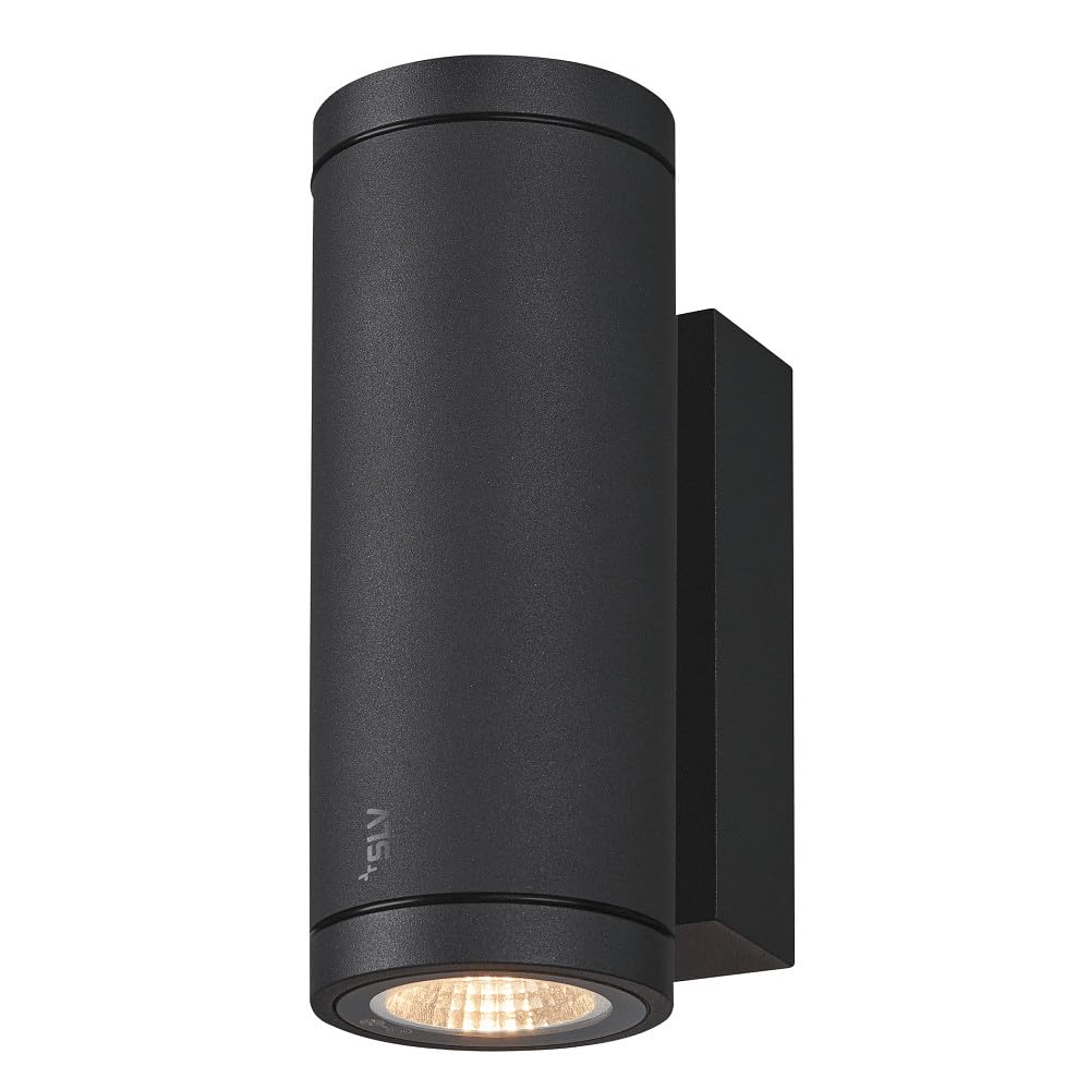 SLV Wall-Mounted Light Enola Round UP/Down S/Lighting for Walls, Paths, entrances, LED spot Outdoor, Surface-Mounted Light Outdoor, Garden lamp / IP65 3000/4000K 7W 570 / 925lm Anthracite 30 Degrees