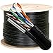 Vertical Cable Cat5e, 350 Mhz, UTP, UV Jacket, Outdoor, CMX, Messenger, 1000ft, Black, Bulk Ethernet Cable, Wooden Spool