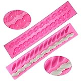 Silicone Fondant Twist Rope Molds, Fritter-Shaped, FineGood 2 Pack Sugar Paste Kitchen Tools Cake Decorating - Pink