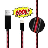 iPhone Cable Lingoboi 3.0FT Sync & Charging Cords Visible Flowing LED Lightning Cable for iPhone 7,SE,5,5s,6,6s,6 Plus,iPad Air,Mini,iPod (Black/Red)