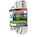 POWTECH Heavy Duty 3 Outlet Grounded Indoor Home Office Extention Cord, 25-FEET, 16 GAUGE (SPT-3) 16 AWG 3, 125V, 1625 Watt, 3 Conducter Polarized Extension Cord, White - UL Listed,PT-3916-25WHT