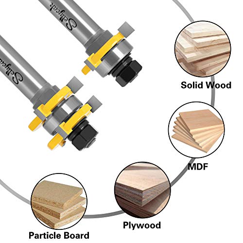 Tongue and Groove Router Bit Set 1/2 Shank, SellyOak Tongue Groove Router Bit, 3 Teeth