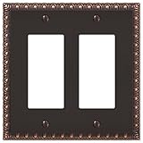 Amertac 90RRVB Egg & Dart Aged Bronze Cast Wall Plate, 2 Rocker
