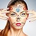 Temporary Face Tattoos - 6 Pcs Skull Scar Spider Blood Bat Rose Floral Fake Tattoos Sticker for Women Men Kids Boys Adults Including 6 Realistic Full Face Tattoo Mask Waterproof