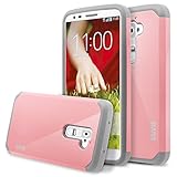 LG G2 Case, RANZ Grey with Pink Hard Impact Dual Layer Shockproof Bumper Case For LG G2(AT&T D800, T-Mobile D801,Global D802)