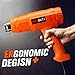 REXBETI 1800W Dual Temperature Heat Gun, 140℉-1210℉(60℃-654℃) High Power Hot Air Gun, Ergonomic Body Design, 2 Nozzle Attachments, Fast Heating In Seconds, No Smoke Issue