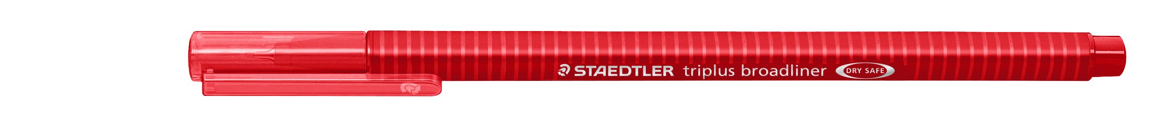 Staedtler 338-2 Triplus Braodliner Pen with Triangular Barrel in Cardboard Pack, Metal-clad Tip, Approx. 0.8 mm, Red (Pack of 10)