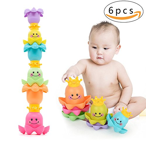 Yansion toddler Stacking Cups baby Soft and Non-toxic Material octopus rain Early Educational toy - Thumbnail 6