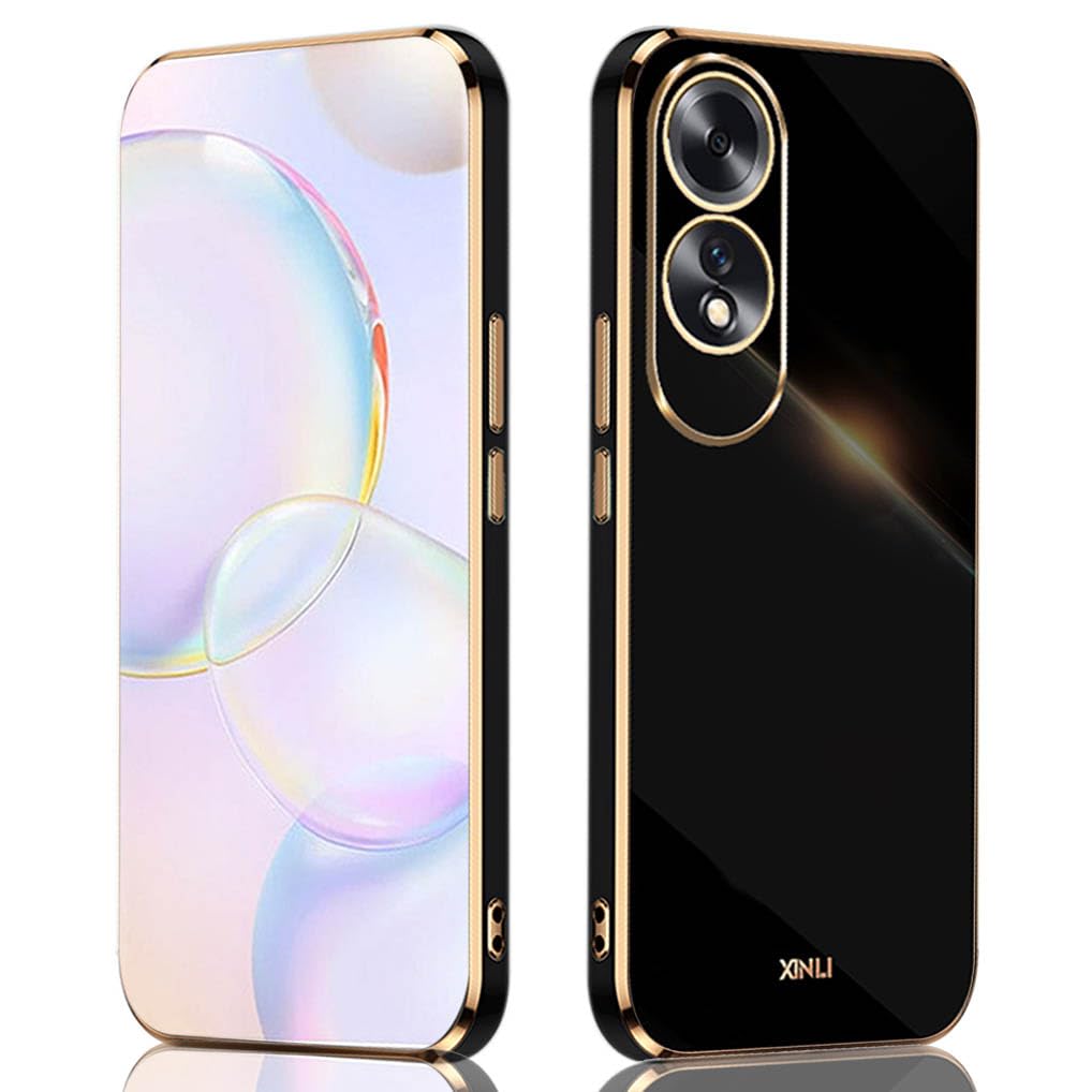 SEAHAI Case for OPPO A60 4G, Ultra Thin Premium TPU Bumper Shockproof Soft Cover Electroplating Phnom Penh Design Silicone Skin Slim Case, Black