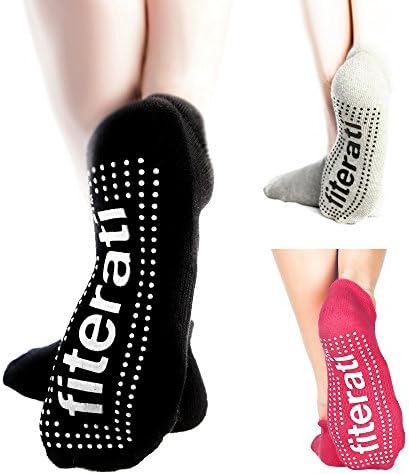 Best Yoga Socks - Anti-odor, Antibacterial Non Slip Yoga Pilates Barre Grip Sox Steel Grey