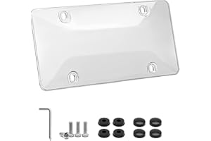 OKLPF 1 Pack Tinted License Plate Cover/Smoked Clear Plastic License Plate Frame Unbreakable Shield Holder Clear Bubble Design with Screws, Caps Fits All Standard 6"X12" License Plates