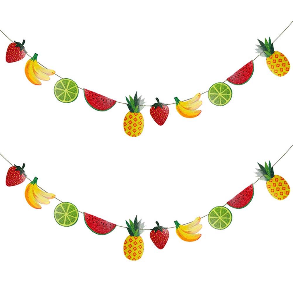 Amosfun Paper Watermelon Banana Kiwi Pineapple Party Banners (2 pcs)