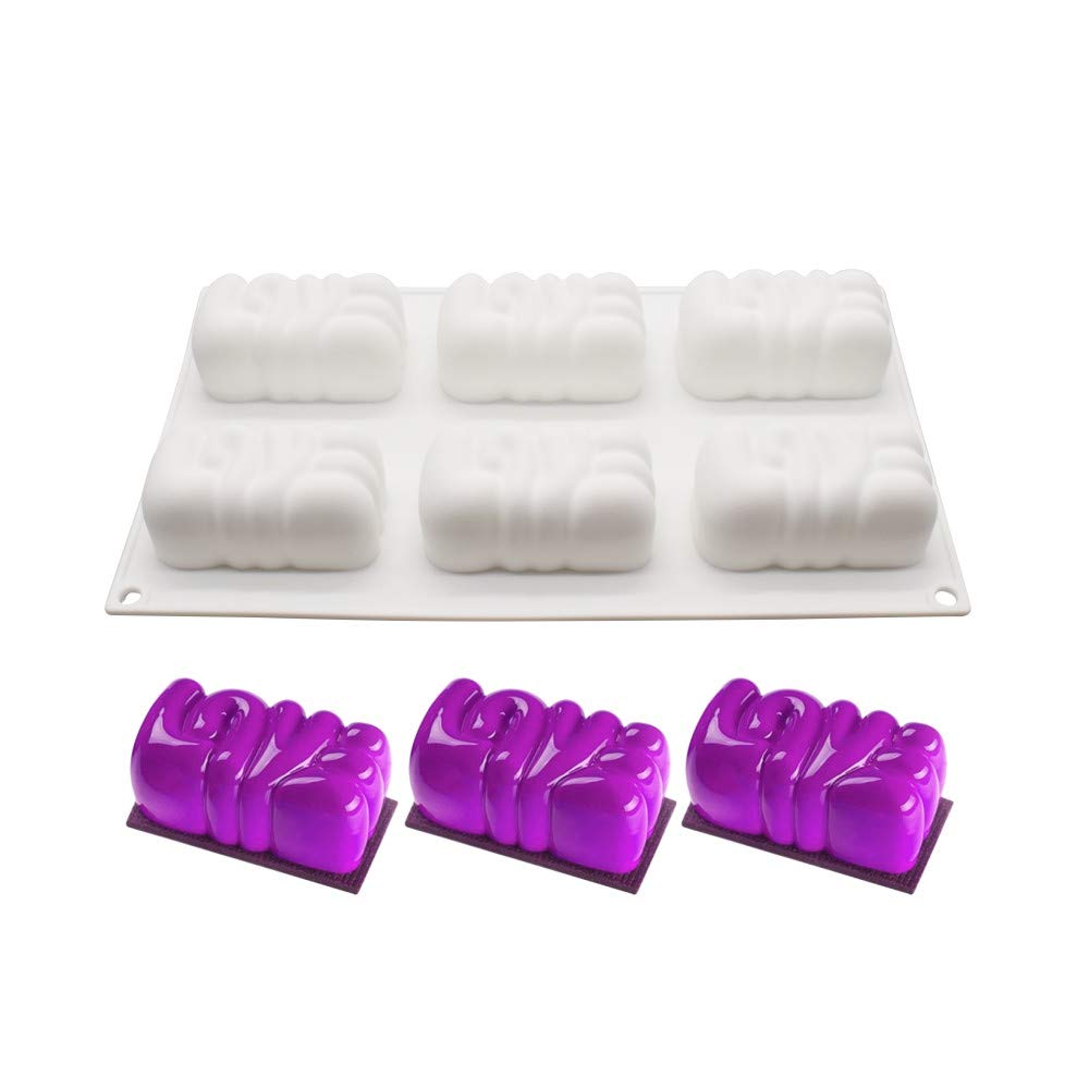Silicone French Mousse Cake Molds 3D Bakeware DIY Mould, 6 Holes Love