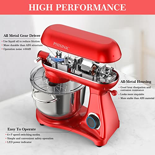 PHISINIC Stand Mixer, All Metal Housing /800W 6.5QT Pure Copper Motor