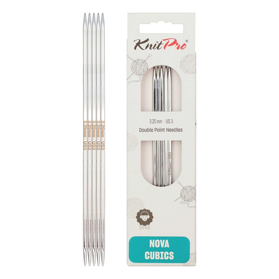 KnitPro Nova Cubics Double Pointed Needles 5" (12.5cm) | 3.25mm