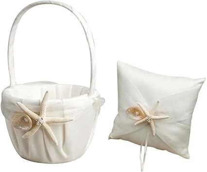 Amazon Com Wedding Flower Basket Ring Pillow Sets Beach Theme