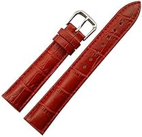 14mm Women's Red Genuine Replacement Leather Watch Band Alligator Grain Matte Finish with Low Gloss