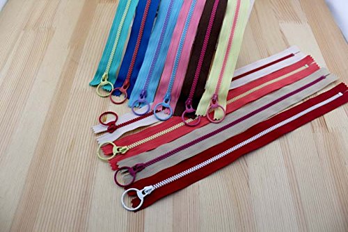 Mangocore 2017 New! Bright color 30cm 3# Resin contrast color zipper fashion pull ring zipper head DIY handwork Bag Close-End 10Pcs/lot