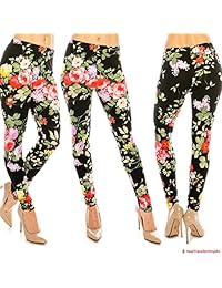 Leggings para dama, diseño floral, talla única