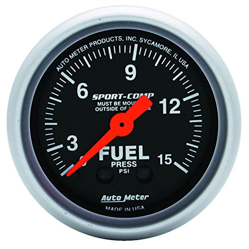 AUTO METER3311 Sport-Comp Mechanical Fuel Pressure Gauge, 2-1/16" (52.4mm)
