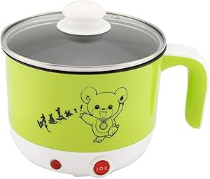 1.5L Stainless Steel Mini Electric Hot Pot Egg Cooker with Egg Boiler Tray Rapid Noodles Cooker Double Anti-Heating Cooking Pot for Ramen,Pasta, Soup, Porridge, Oatmeal 110V 450W US Plug(Mint)