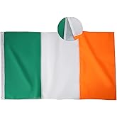 FRF FLAG Irish Flag 3x5 Foot, 210D Nylon Ireland Flags, Outdoor Heavy Duty Irish Flags, St Patricks Day Flag with 2 Brass Grommets