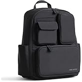 Itzy Ritzy Utility Diaper Bag Backpack – Features 17 Pockets (Including 2 Insulated Bottle Holders) & Trolley Sleeve and Includes Stroller Straps & Changing Pad – Part of the Belong Collection (Black)