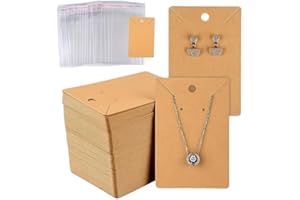 100pcs Jewelry Display Card Set Earring Necklace Holder Blank Packaging Craft Brown