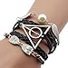 BOXINGCAT Deathly Hallows Logo-Snitch Wings-Hedwig Pendant 3 in 1 Handmade Bracelet