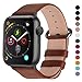 Fullmosa Leather Bands Compatible with Apple Watch Band 49mm 46mm 45mm 44mm 42mm for Men Women, Top Grain Genuine Leather Strap for iWatch Ultra 2/Ultra/10/9/8/7/6/5/4/3/2/1/SE2/SE, Brown/Smoky Grey