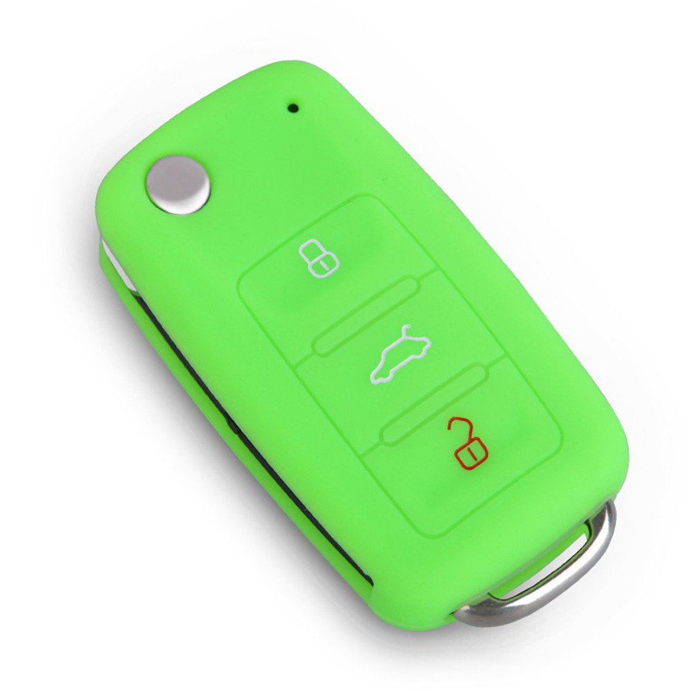 Happyit Silicone Car Key Cover Case for Volkswagen VW Polo Passat B5 Golf 4 5 6 Jetta Mk6 Tiguan Gol CrossFox Plus Eos Scirocco Beetle (Green)