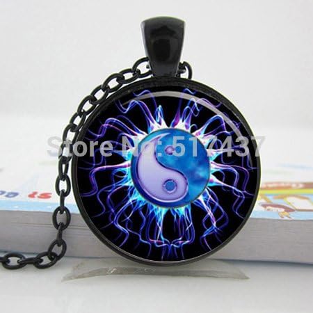 Pretty Lee 2015 New Glass Necklace Yin Yang Pendant Necklace Chinese Eight Diagrams Jewelry Glass Dome Cabochon Necklace