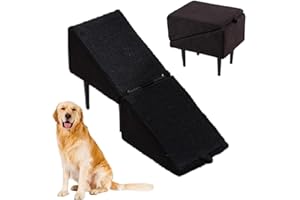 KRONDO Split Ottoman Dog Ramp, 2-in-1 Lightweight Folding Stairs and Ottomans for Small Medium Injured and Older Dogs and Cats, Non Slip Cat Dogs Stairs for Bed and Sofa