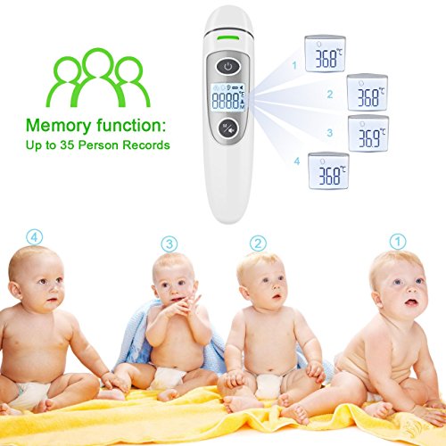 Forehead and Ear Thermometer, THZY Upgraded Digital Infrared Thermometer with Fever Indicator, Dual Mode Body Thermometer Suitable for Baby, Infants, Toddlers and Adult CE&FDA Approved