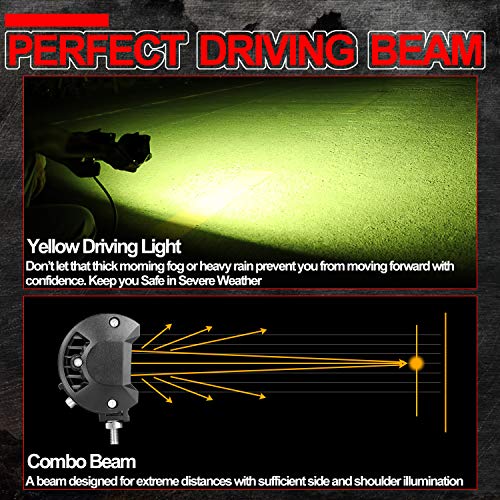 image for Amber LED Pods, OFFROADTOWN 4inch 120W Yellow LED Work Light Bar Off R