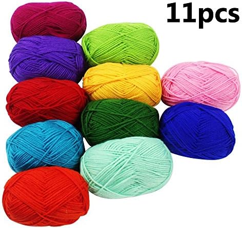 WEPARTY Handmade Acrylic Yarn for Knitting Handwoven DIY (11pcs, 49g each, 11 colors)