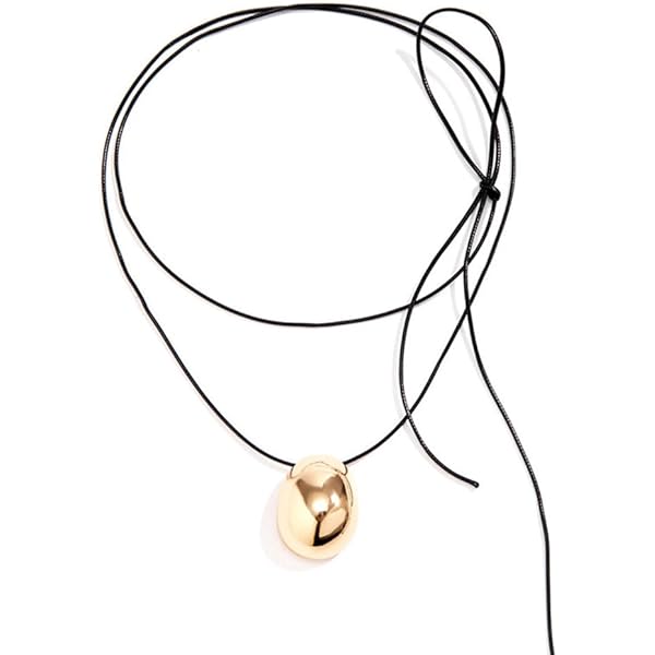 Amazon.com: QXFQJT Gold Oval Pendant Necklace Minimalist
