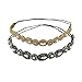 yueton Pack of 2 Handmade Crystal Rhinestone Beads Elastic Headband Hair Band Women Hair Accessories (Navy blue + Gold)