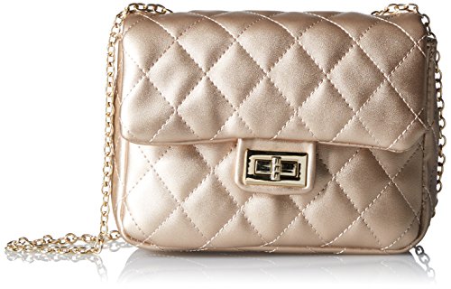 T-Shirt & Jeans Quilted Flap Bag with Chain Handle, Gold