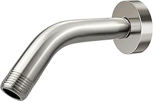 Eolax 6 Inch Shower Arm and Flange, Made of Stainless Steel, Wall-Mounted For Fixed Shower Head and Handheld Showerhead Mounts (6" Brushed Nickel)