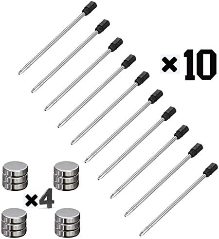 CASEKING Tactical Pen Refills, Ball Point Pen Refills, Black Ink, Pack of 10 + Button Cell Battery LR936 12Pcs / 4Cards