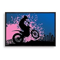 Framed Canvas Wall Art Motorcycle Canvas Prints Home Artwork Decoration for Living Room,Bedroom - 16x24 inches
